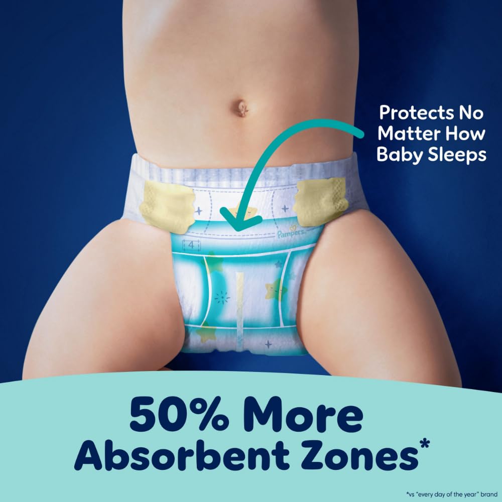 Pampers Overnight Diapers - Swaddlers Overnights - Size 4, 104 Count, Disposable Baby Diaper, Night Time Leak and Skin Protection