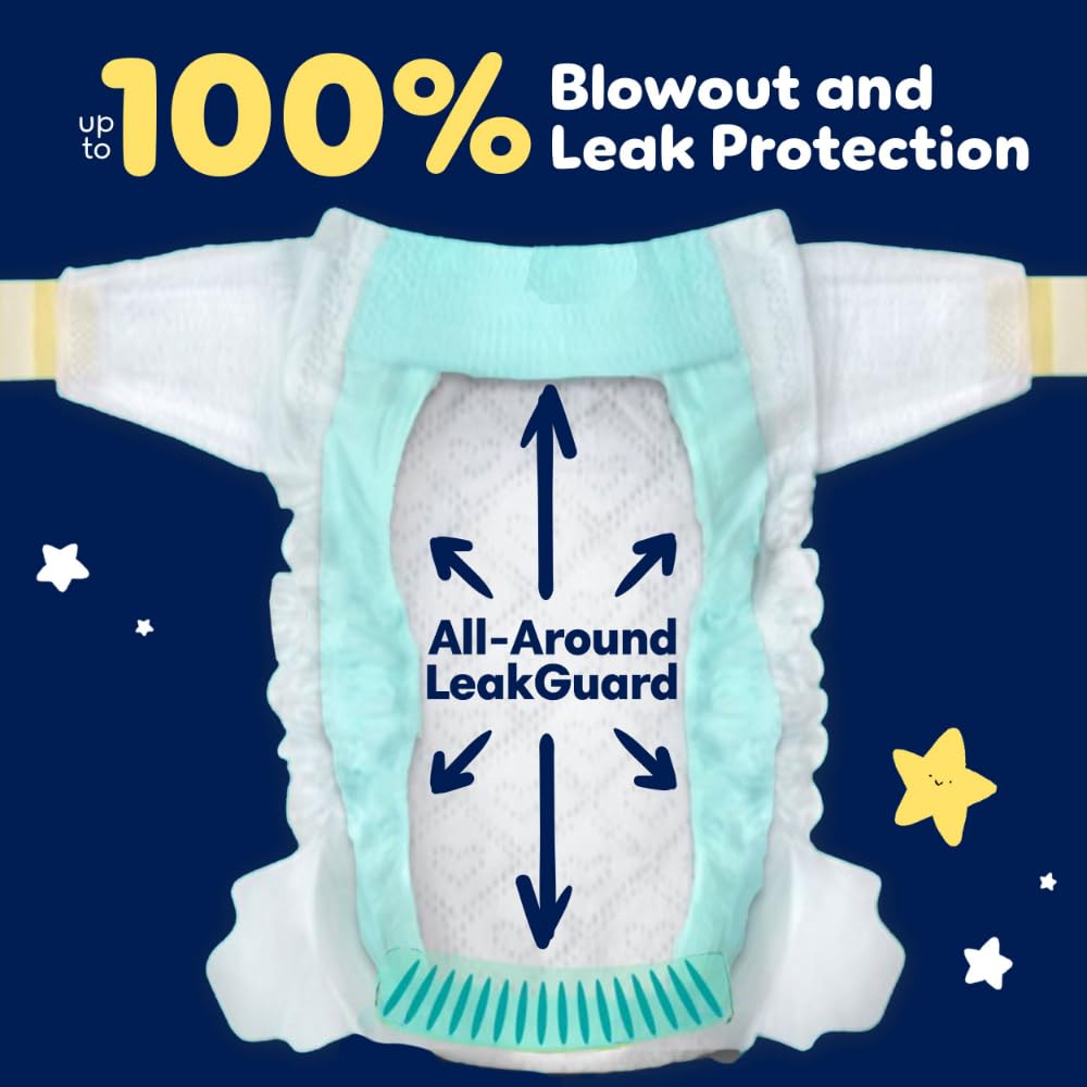 Pampers Overnight Diapers - Swaddlers Overnights - Size 4, 104 Count, Disposable Baby Diaper, Night Time Leak and Skin Protection