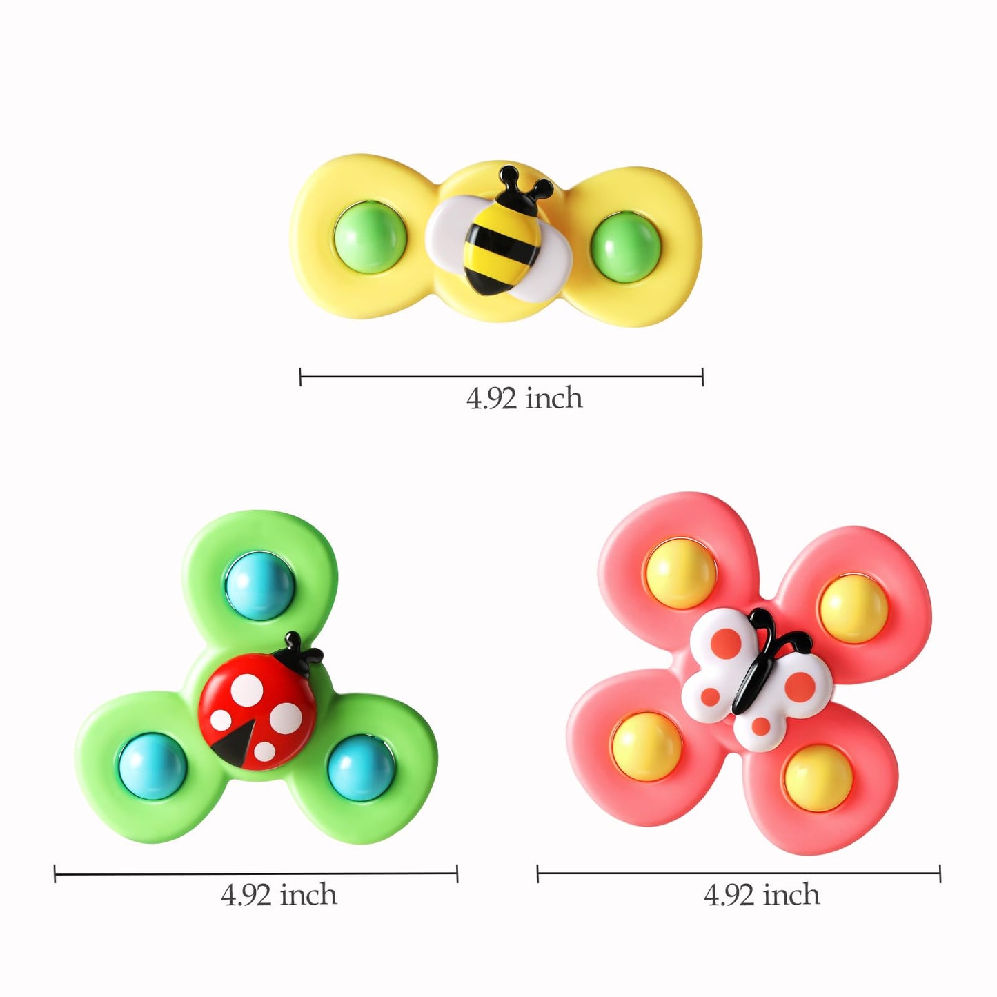 ALASOU 3PCS Suction Cup Spinner Toys for 1 Year Old Boy Girl|Spinning Top Baby Toys 12 18 Months|1 2 Year Old Boy Birthday Gift|Baby Bath Toy for Kids Ages 1-3|Sensory Toy for Toddlers 1-3