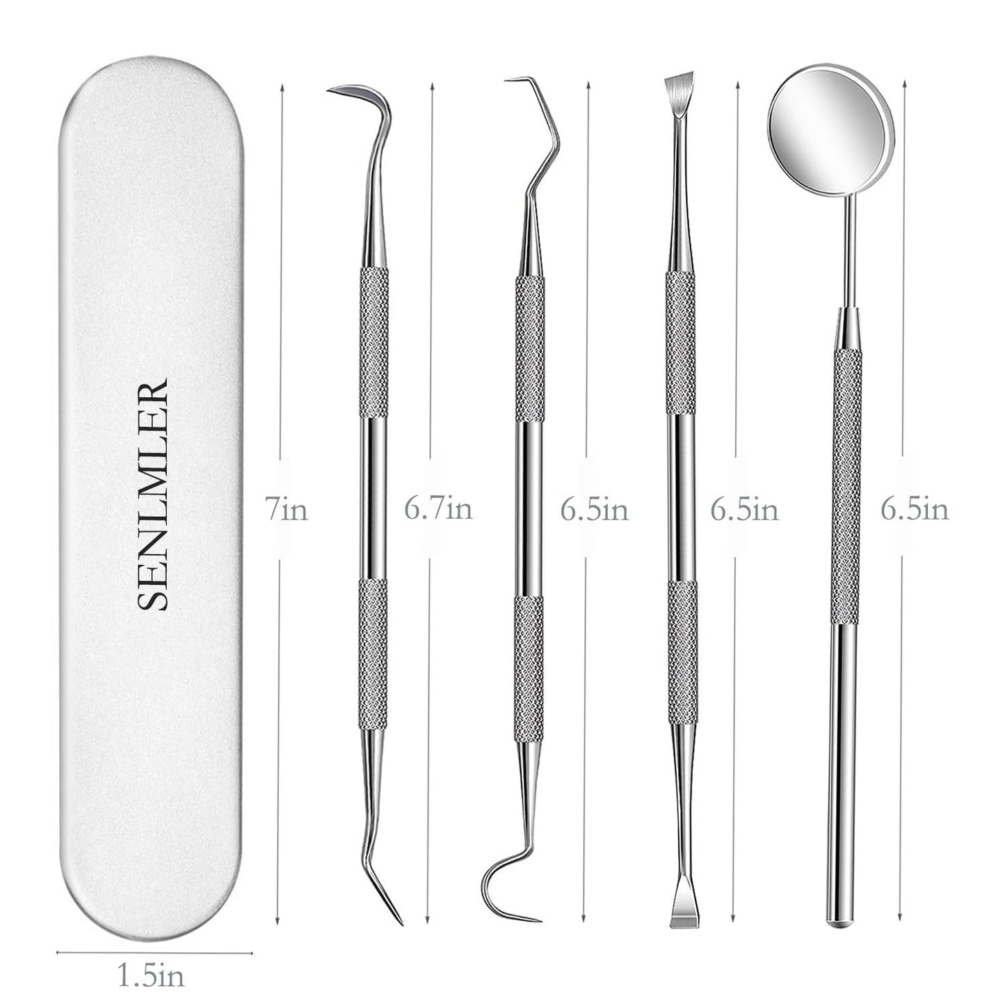 SENLMLER Dental Tools, Professional Plaque Remover Teeth Cleaning Tool Kit, Stainless Steel Dental Pick Tartar Scraper Tooth Cleaner, Oral Care Hygiene Set for Dentist Personal Pets with Storage Box