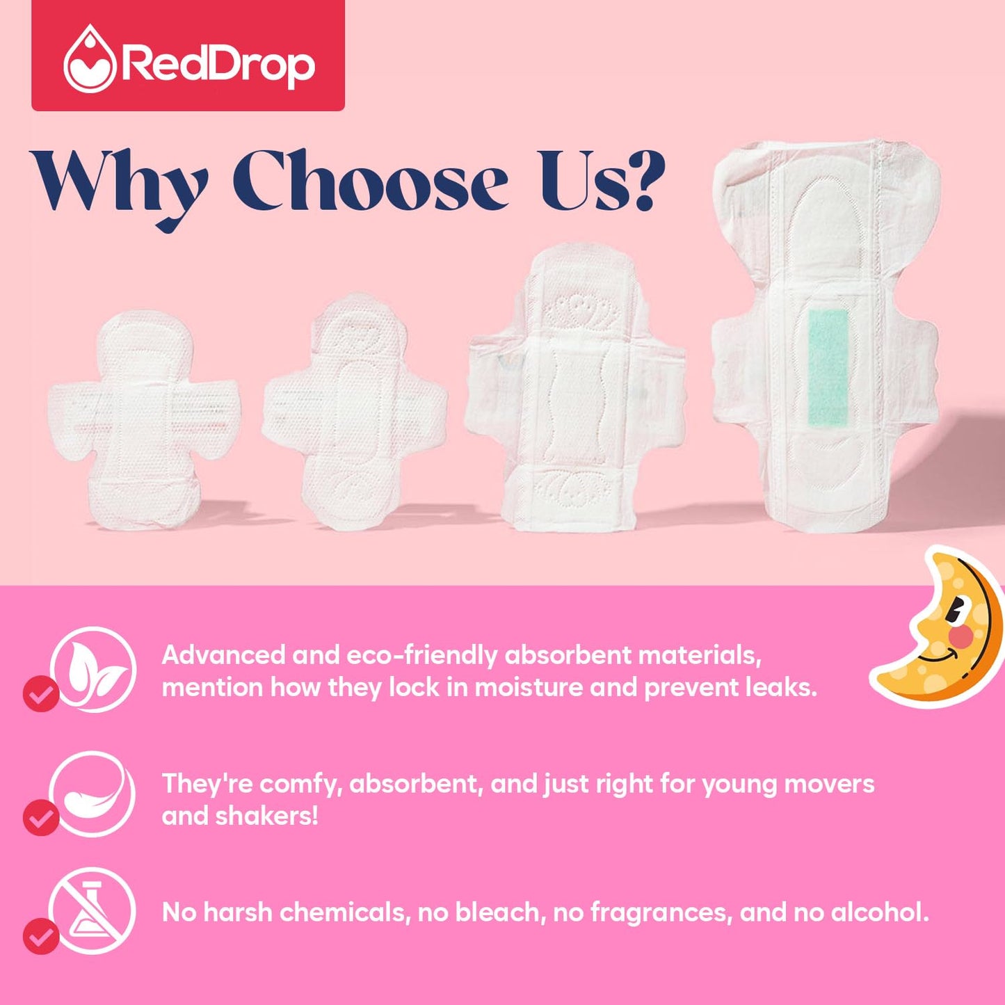 RedDrop First Period Kit for Girls Ages 9–12 – Tween Period Kit with Pads, Wipes & Essentials for Teens