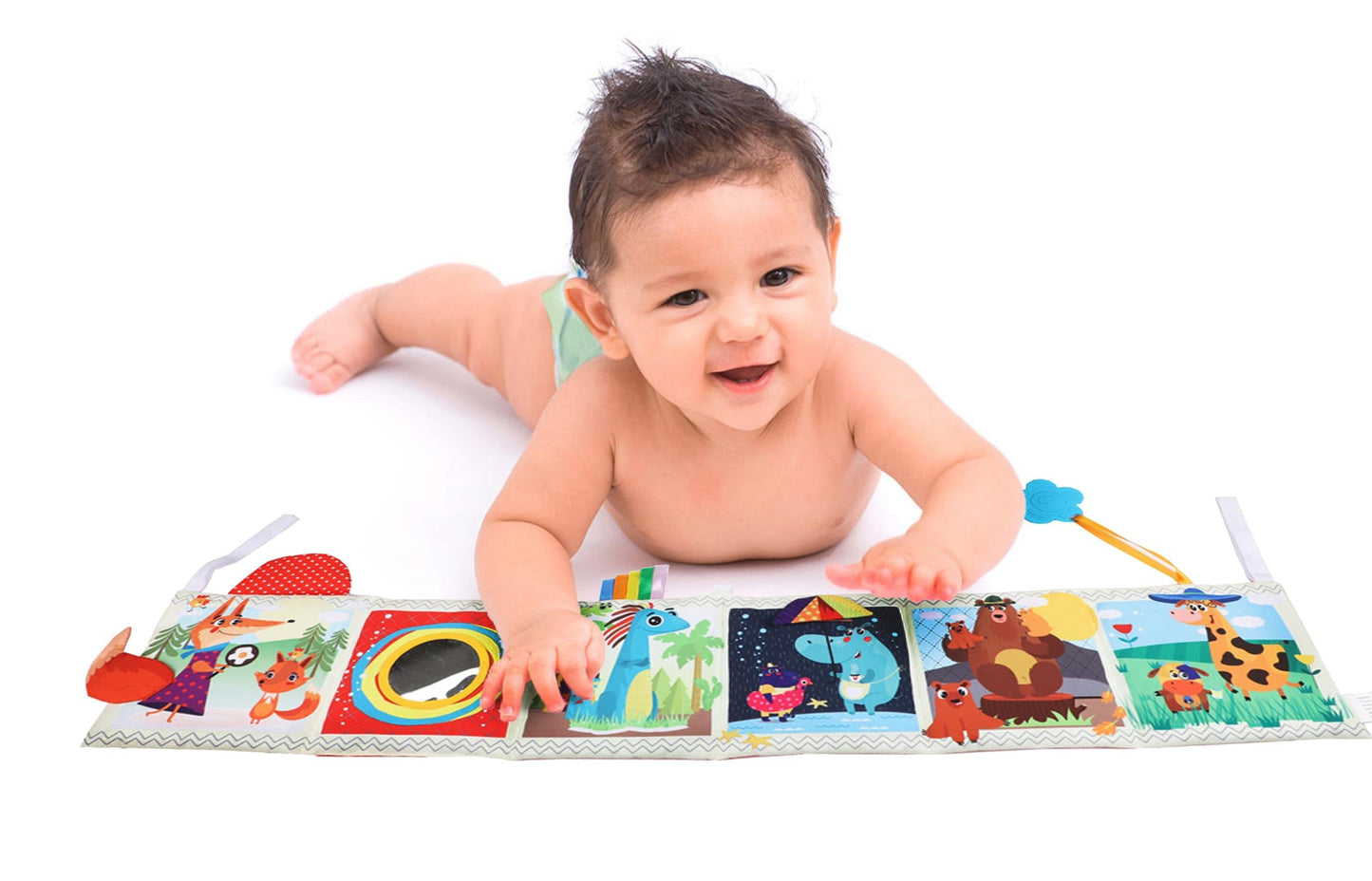 High Contrast Tummy Time Toys, Black and White Crinkle Books for Babies, Baby Books 0-6 Months, Infant Mirror Toy with Teether, Double-Sided Baby Toys for Boys and Girls