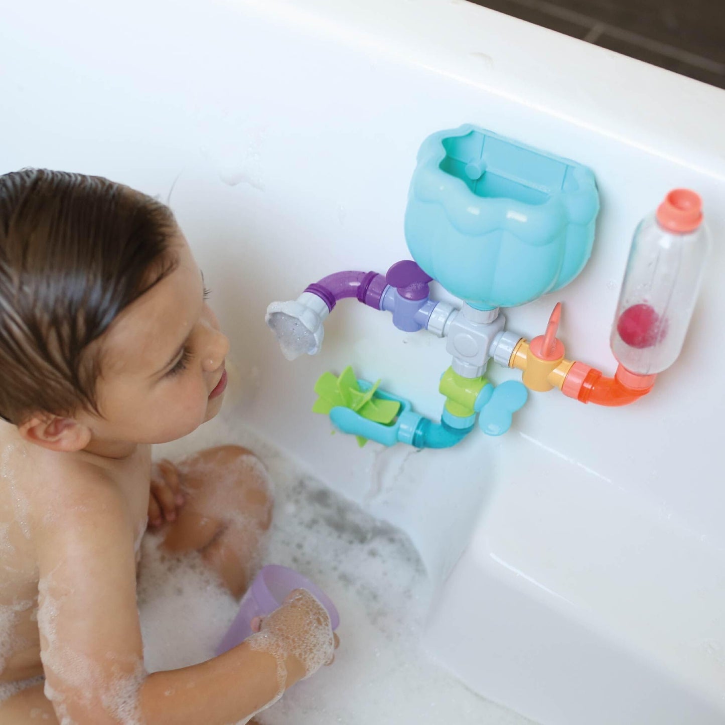 Nuby Wacky Waterworks Pipes Bath Toy - Baby Bathtub Toy with Interactive Features for Cognitive Development