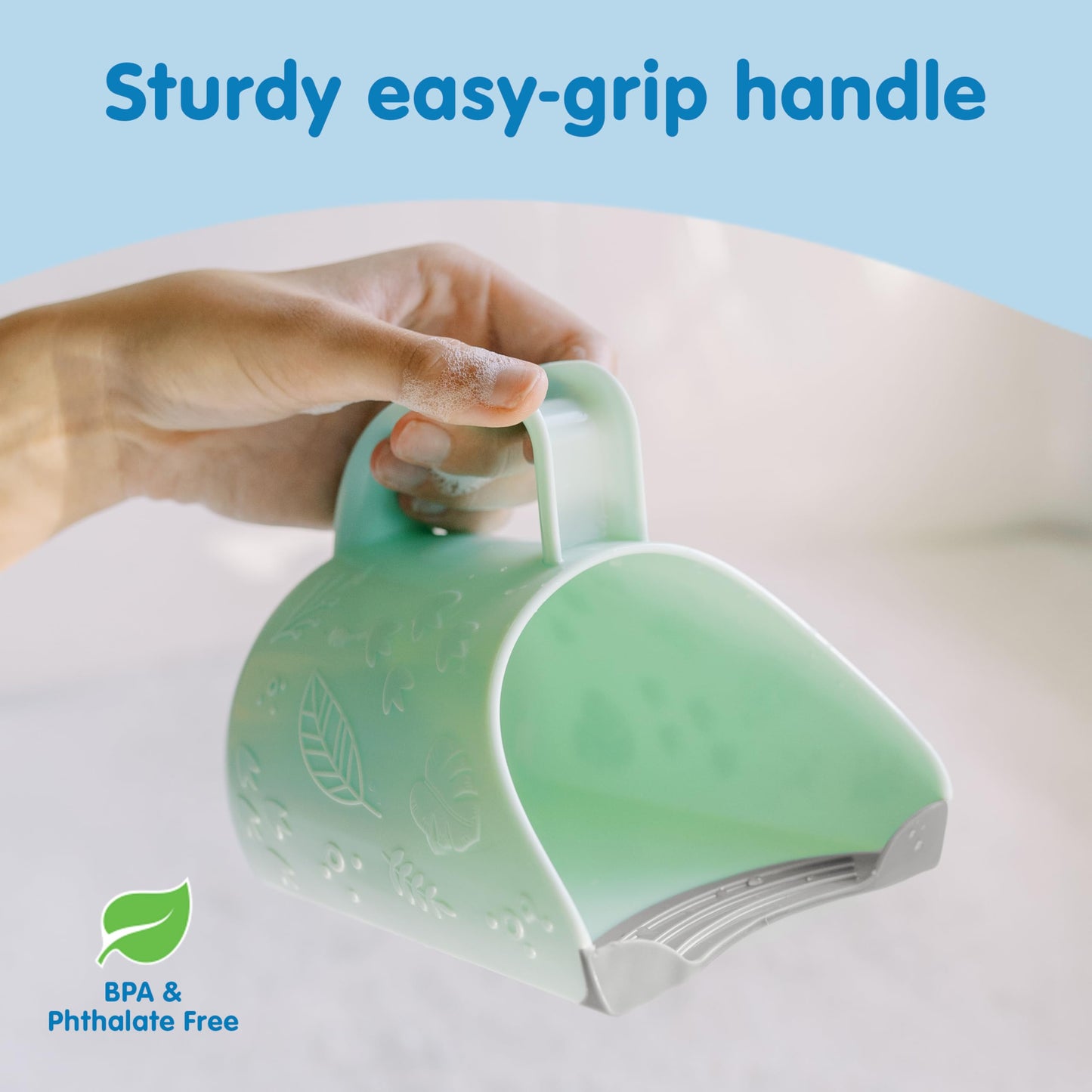 Dr. Brown's CleanUp Dino-Pour Baby Bath Rinse Cup, Tear-Free Rinsing for Babies and Toddlers, BPA Free