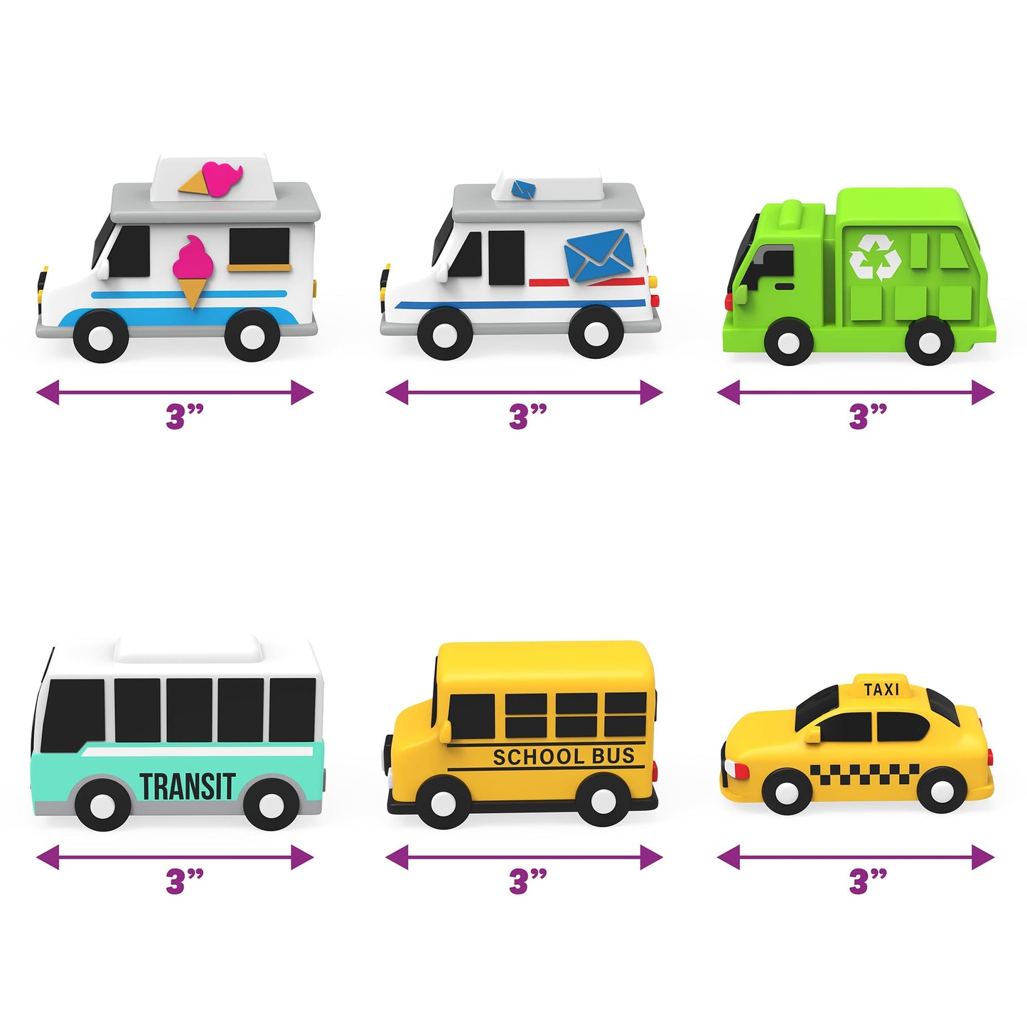 Tub Works® Vehicles™ Bath Cars Mold Free Bath Toys, 6 Pack | Sealed, No Hole Bath Toys Design Keeps Moisture Out | Soft, Squeezable & Float on Water | Fun Baby & Toddler Bath Toys | City Car Bath Toys