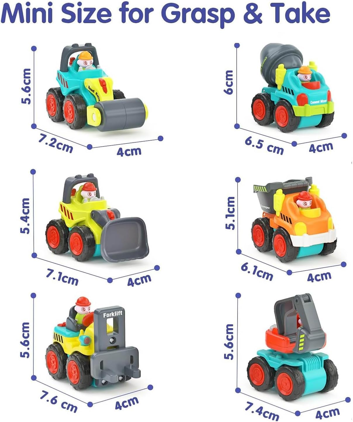 HOLA Toys for 1 2 Year Old Boy Birthday Gifts - 6 PCS 4WD Friction-Powered Toddler Boy Trucks, Mini Car Toddler Toy 1-2 Early Educational Baby Toys 12-18 Month Christmas Basket Stuffers