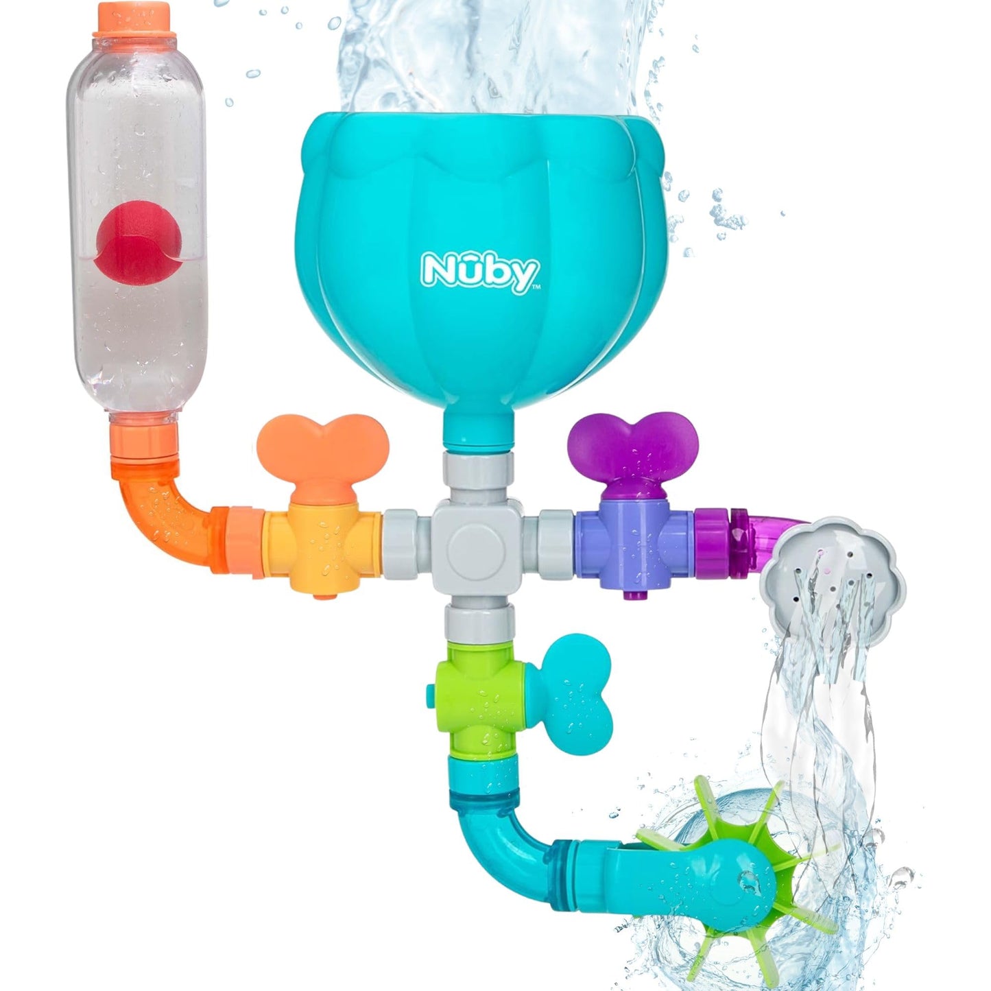 Nuby Wacky Waterworks Pipes Bath Toy - Baby Bathtub Toy with Interactive Features for Cognitive Development