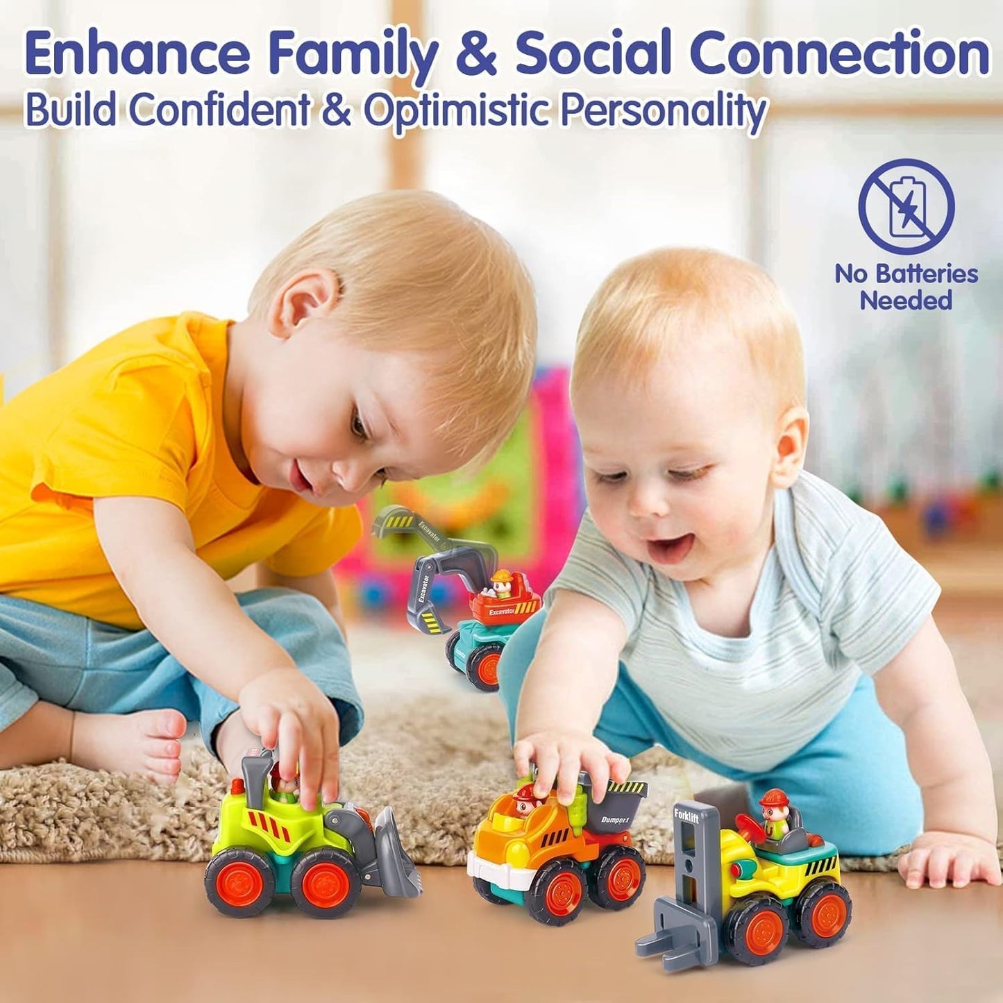 HOLA Toys for 1 2 Year Old Boy Birthday Gifts - 6 PCS 4WD Friction-Powered Toddler Boy Trucks, Mini Car Toddler Toy 1-2 Early Educational Baby Toys 12-18 Month Christmas Basket Stuffers