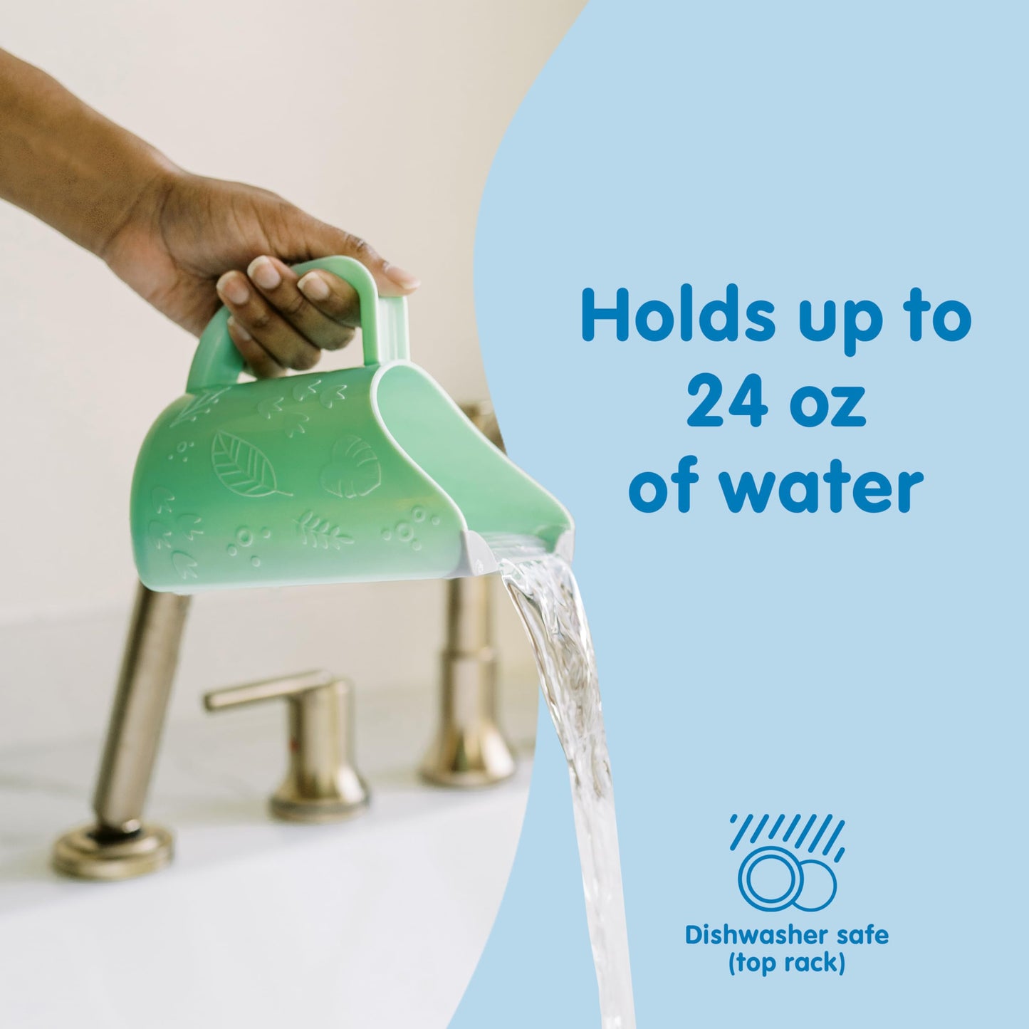 Dr. Brown's CleanUp Dino-Pour Baby Bath Rinse Cup, Tear-Free Rinsing for Babies and Toddlers, BPA Free