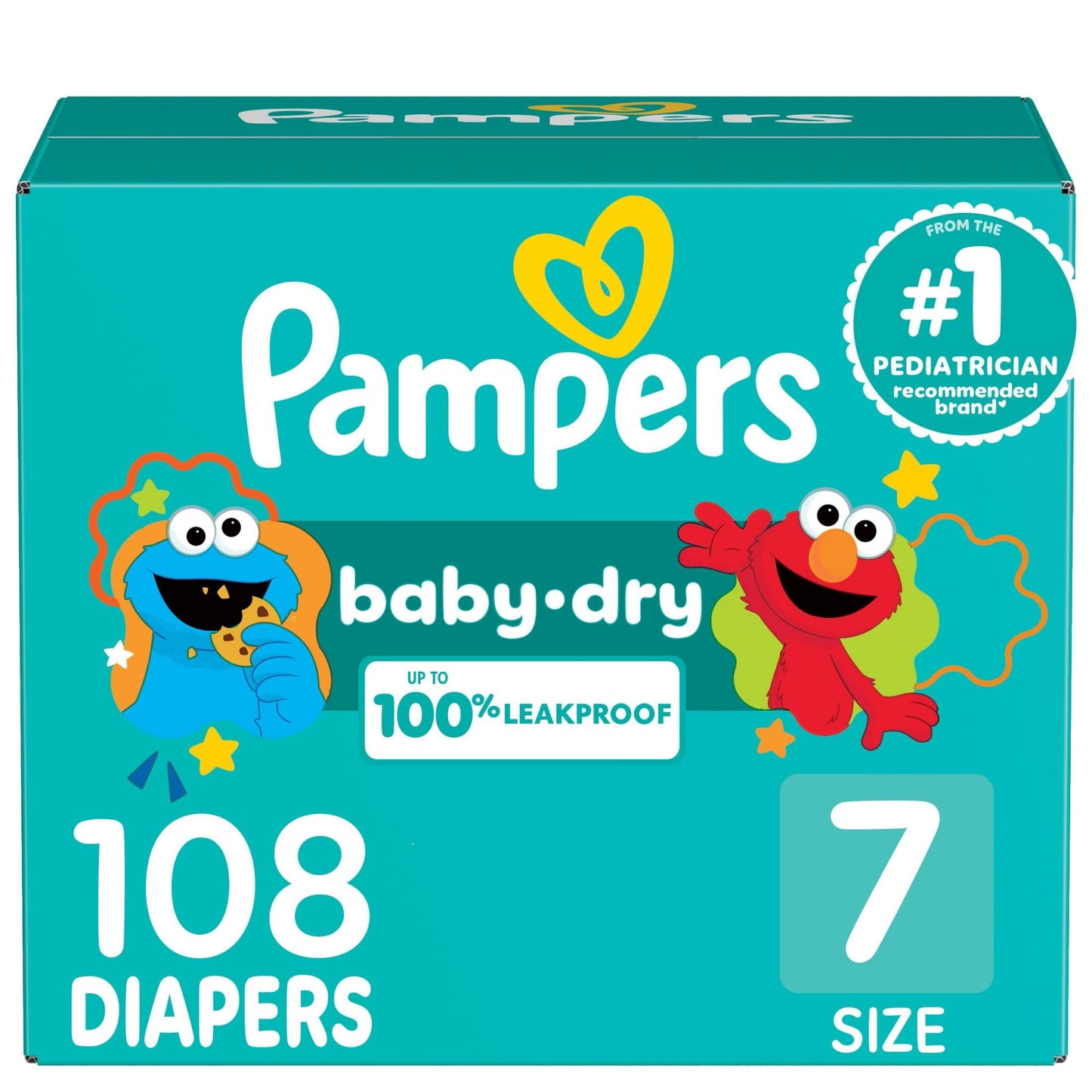 Pampers Diapers - Baby Dry - Size 7, 108 Count, Absorbent Disposable Infant Diaper (Packaging May Vary)