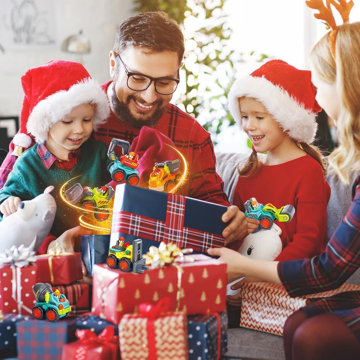 HOLA Toys for 1 2 Year Old Boy Birthday Gifts - 6 PCS 4WD Friction-Powered Toddler Boy Trucks, Mini Car Toddler Toy 1-2 Early Educational Baby Toys 12-18 Month Christmas Basket Stuffers