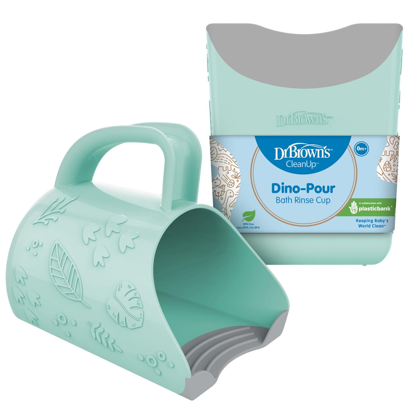Dr. Brown's CleanUp Dino-Pour Baby Bath Rinse Cup, Tear-Free Rinsing for Babies and Toddlers, BPA Free