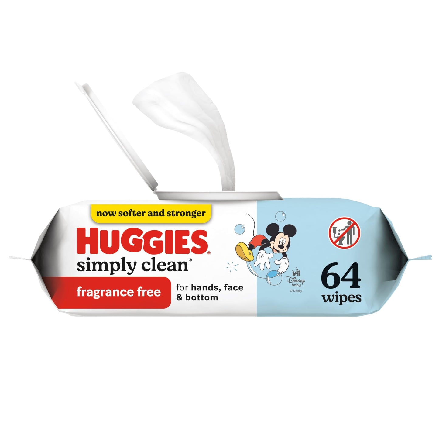 Huggies Simply Clean Unscented Baby Diaper Wipes, 1 Flip-Top Pack (64 Wipes Total), Packaging May Vary