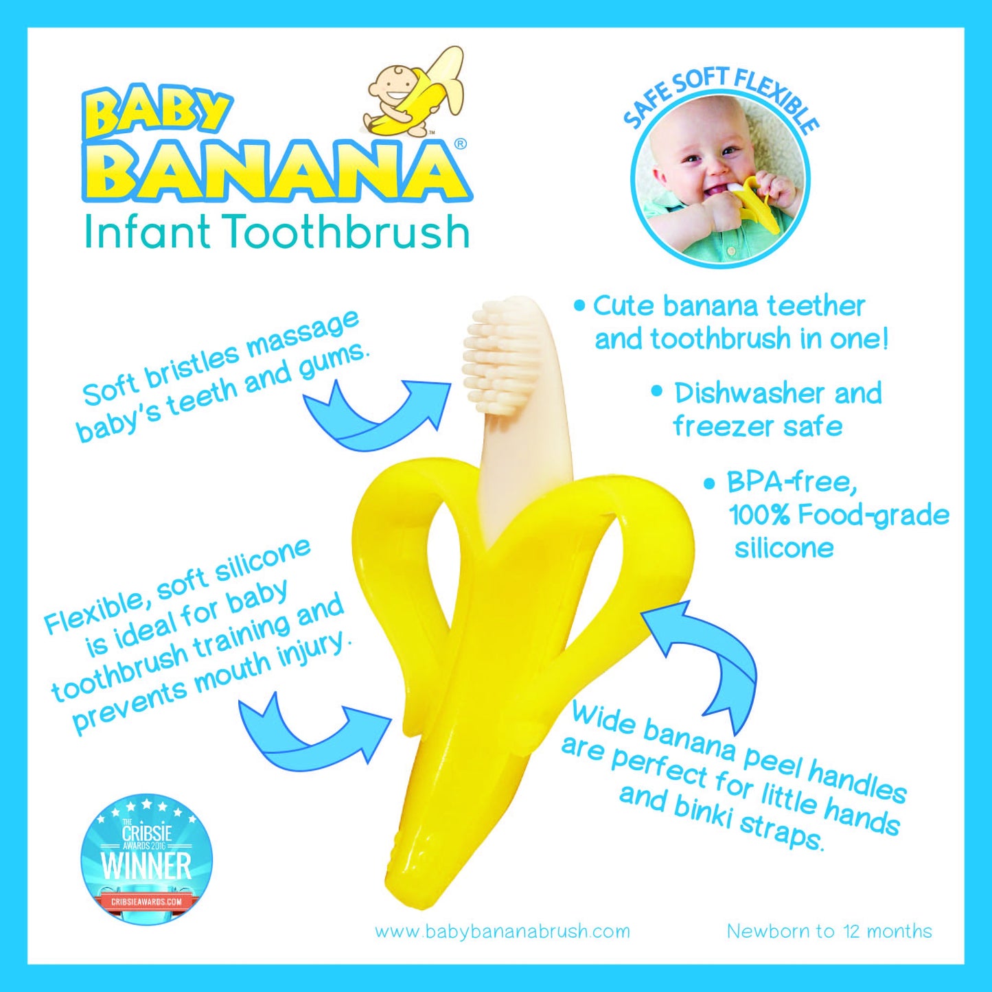 Baby Banana The Original, Banana Brush, Made in USA, Toddler Toothbrush, Family-Owned Business