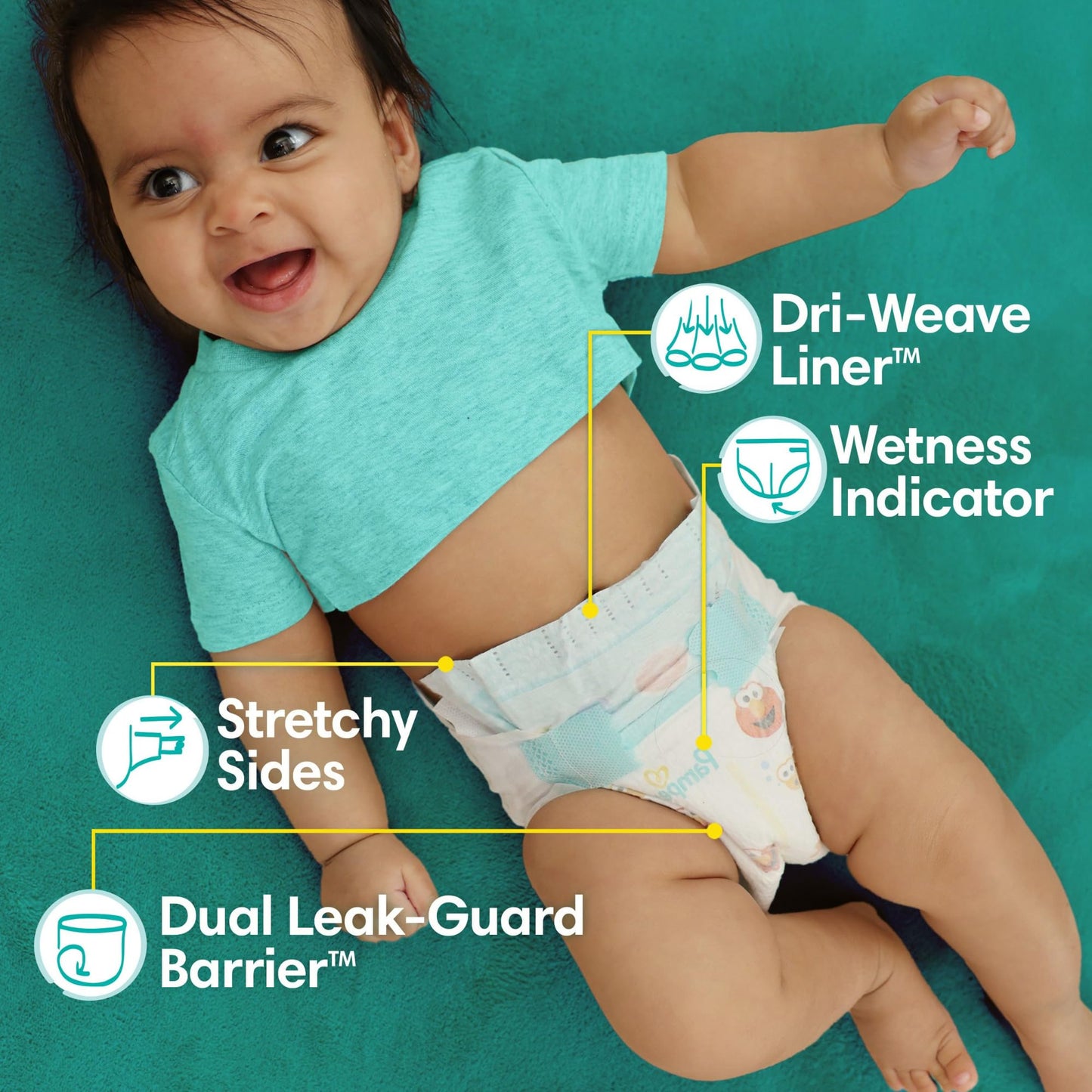 Pampers Diapers - Baby Dry - Size 7, 108 Count, Absorbent Disposable Infant Diaper (Packaging May Vary)