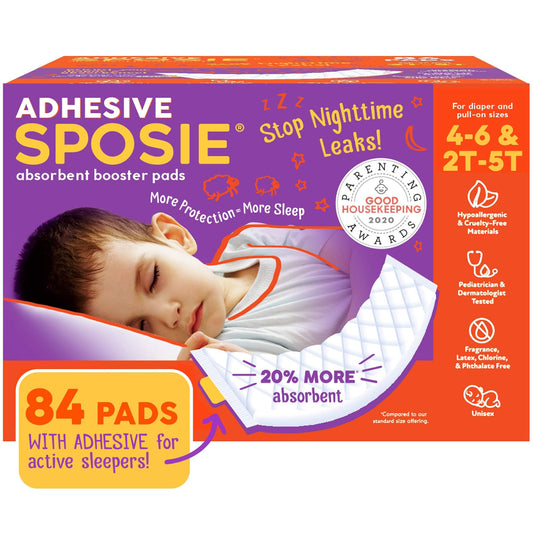 Sposie Diaper Booster Pads | Stop Leaks in Baby Overnight, Nighttime Diapers | Disposable Toddler Training Underwear Girls & Boys | Adhesive Diaper Pad | 84 Count (Pack of 1)
