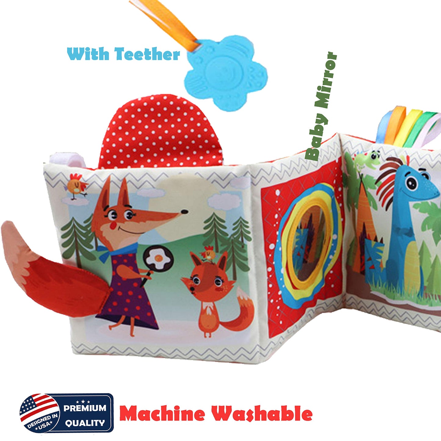 High Contrast Tummy Time Toys, Black and White Crinkle Books for Babies, Baby Books 0-6 Months, Infant Mirror Toy with Teether, Double-Sided Baby Toys for Boys and Girls