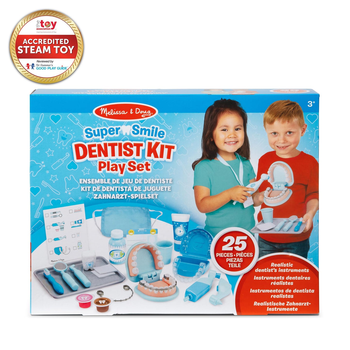 Melissa & Doug Super Smile Dentist Kit with Pretend Play Set of Teeth and Dental Accessories (25 Toy Pieces) Pretend Dentist Play Set, for Kids Ages 3+